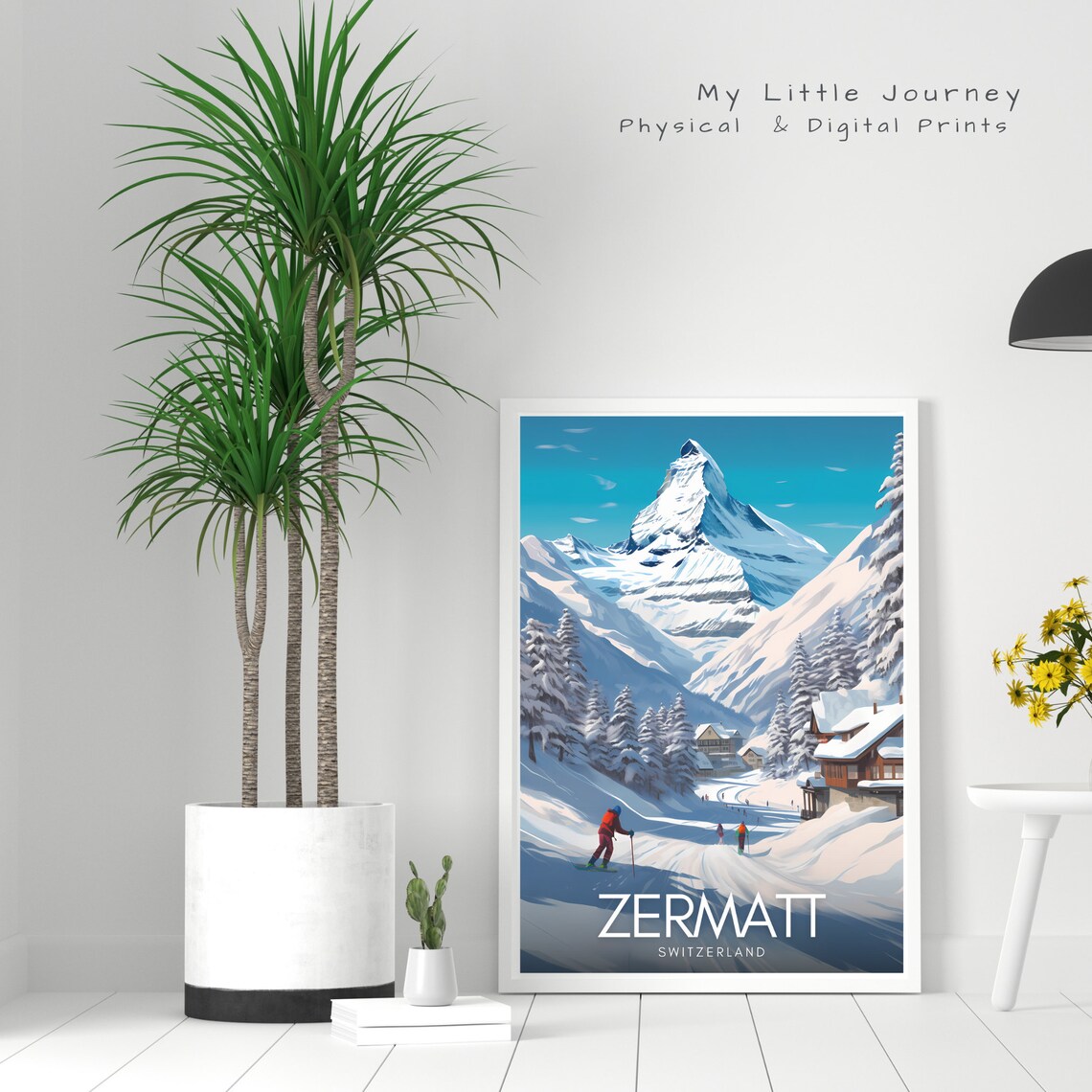 Switzerland Zermatt Vintage Ski Travel Poster - Image 3