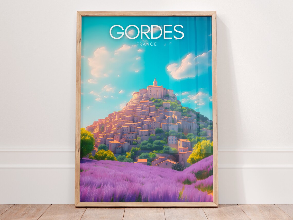 Gordes Travel Poster, Provence French City Art