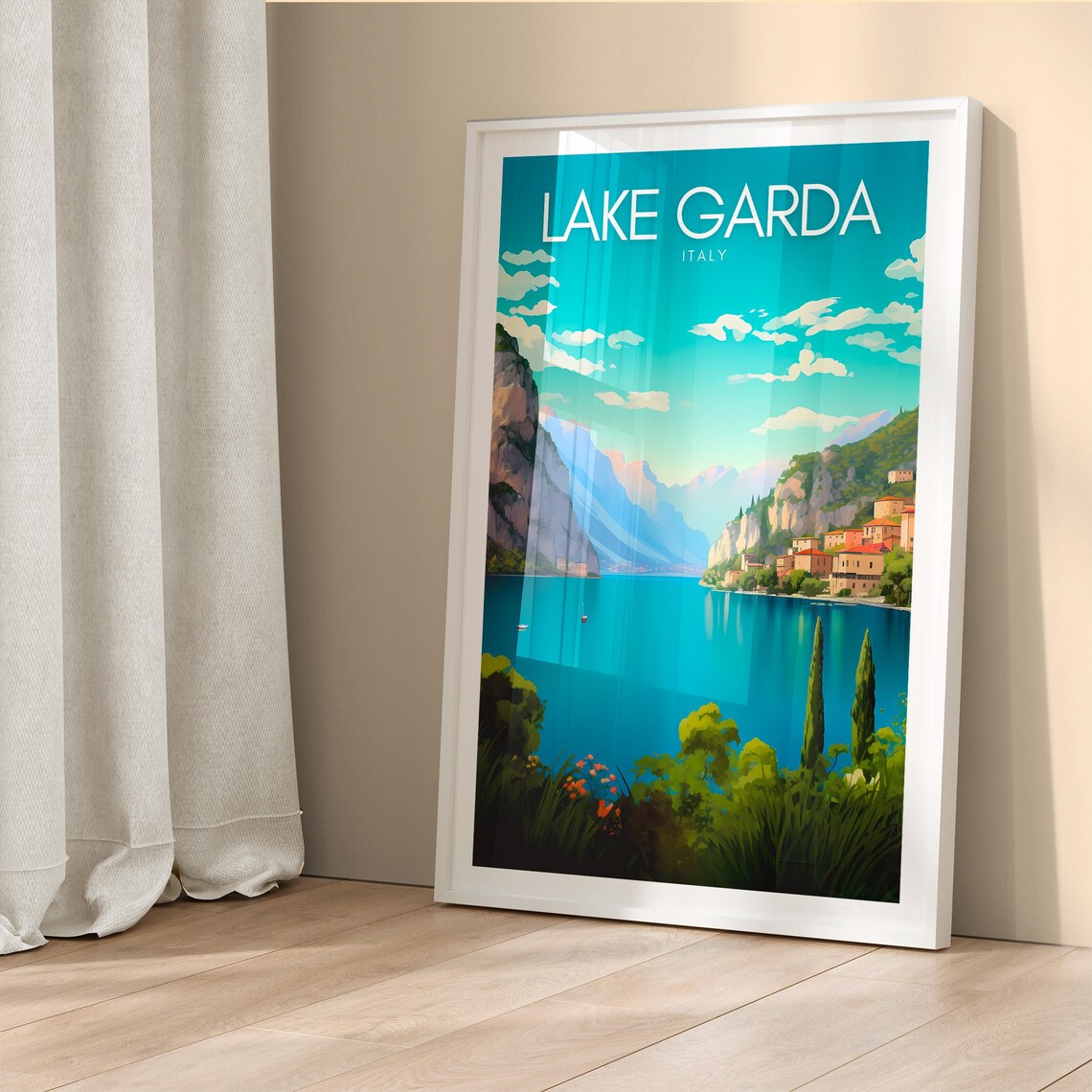 Lake Garda Italy Lakeside Town Mountain Cliffs Travel Poster - Image 5