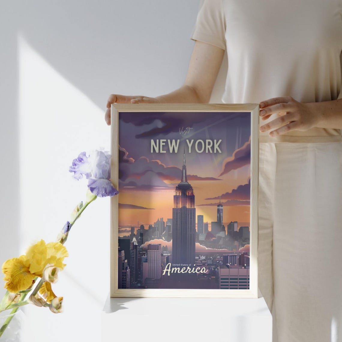 New York City Sunset Skyline with Empire State Building Travel Poster - Image 2