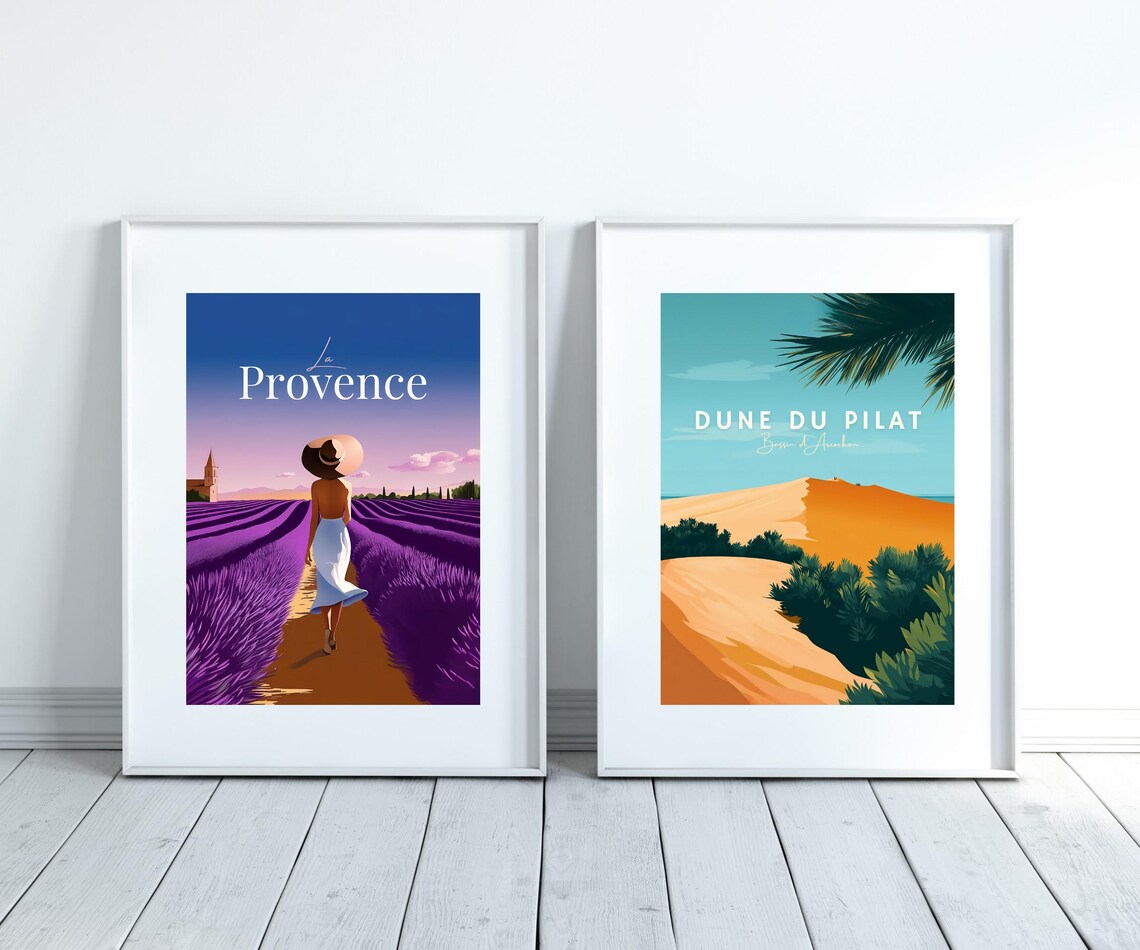 La Provence France Woman In Sunhat Walking Lavender Field Poster - Image 3