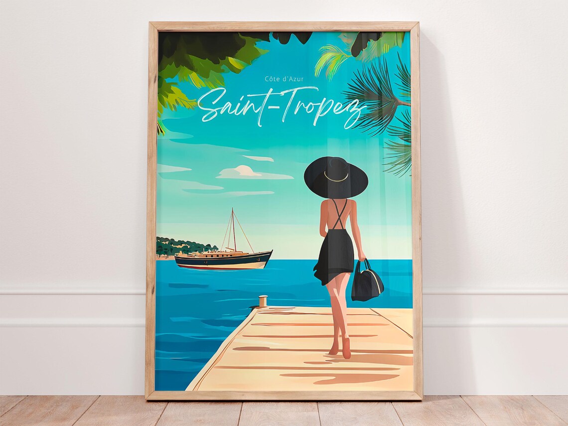 Saint Tropez Vintage Travel Poster, French Riviera