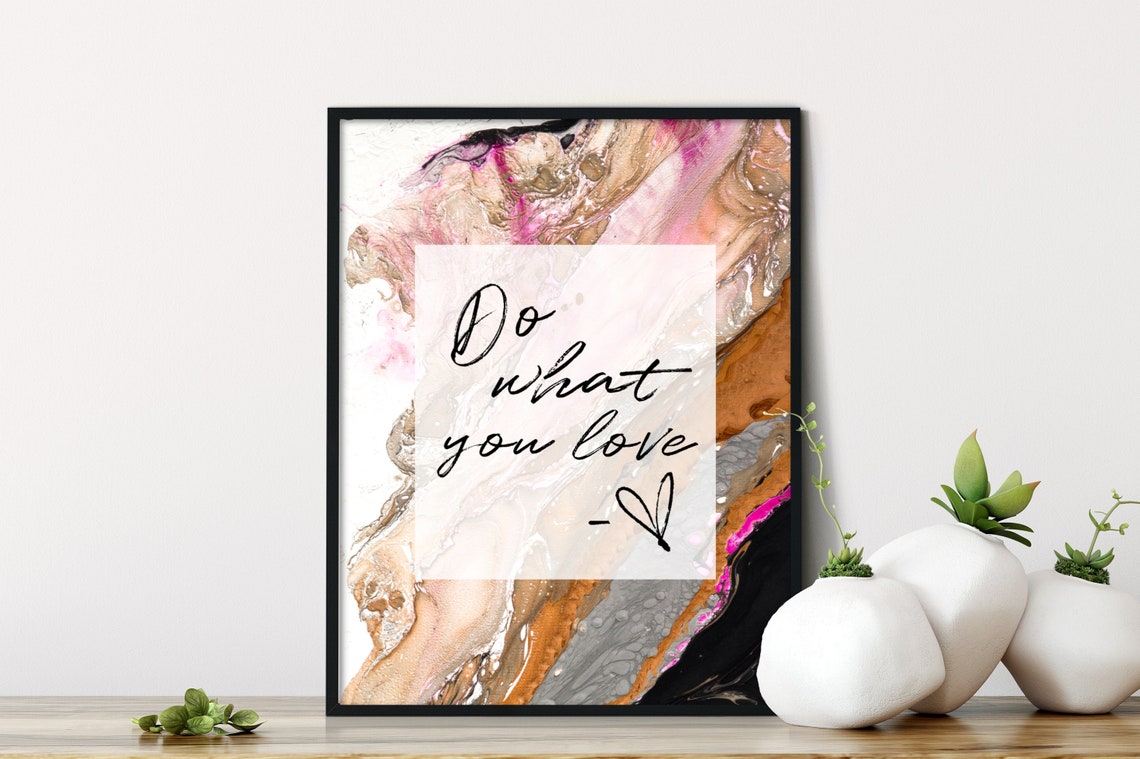 Do What You Love Script Pink Marble Office Inspirational Quote Poster