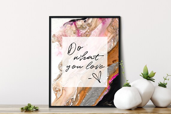 Do What You Love Script Pink Marble Office Inspirational Quote Poster