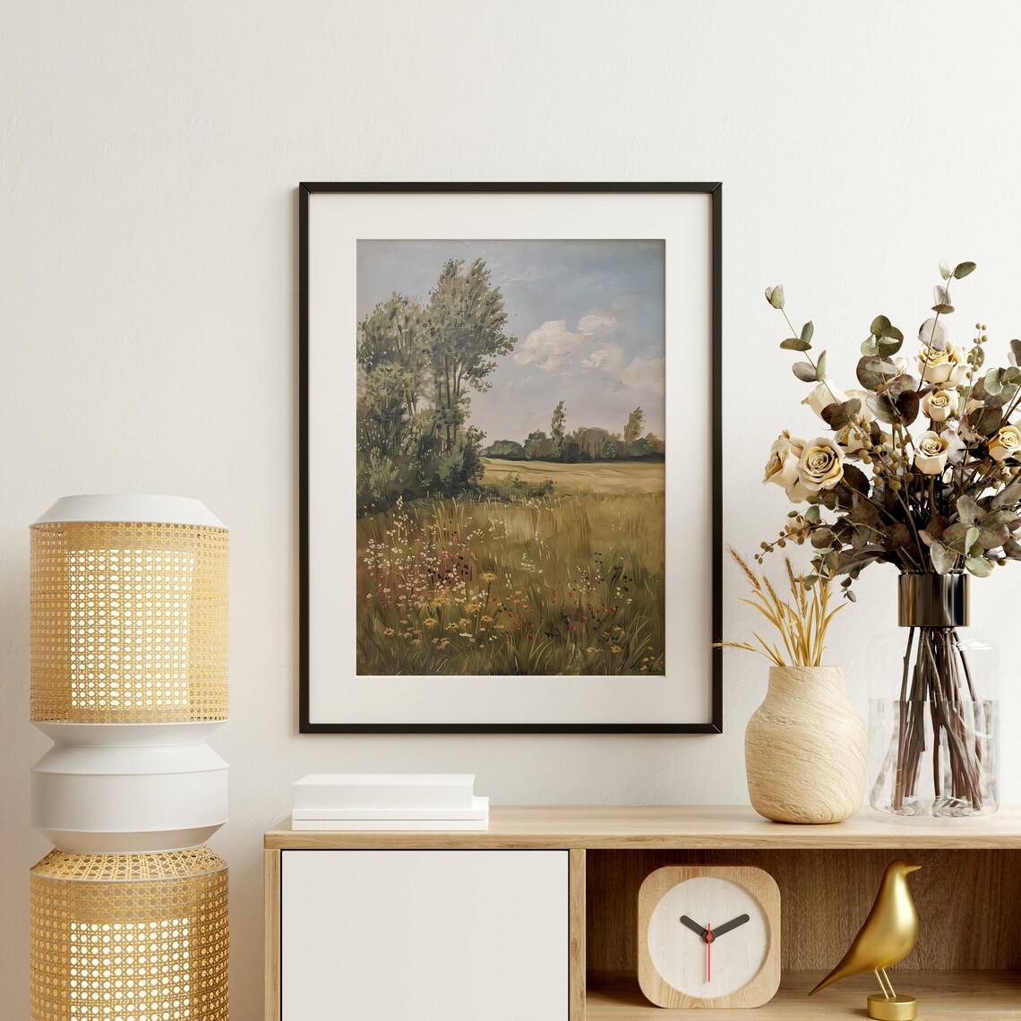 Tall Trees Golden Sunny Summer Meadow Wildflower Field Poster - Image 2