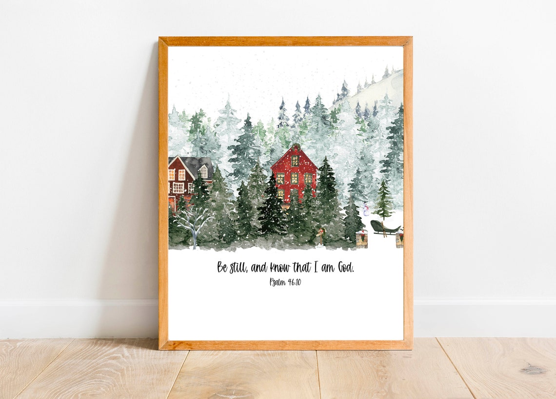 Be Still and Know That I Am God Psalm 46:10 Winter Forest Wall Poster - Image 2