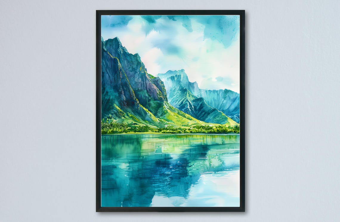Dramatic Mountain Peaks Reflected in Calm Alpine Lake Poster