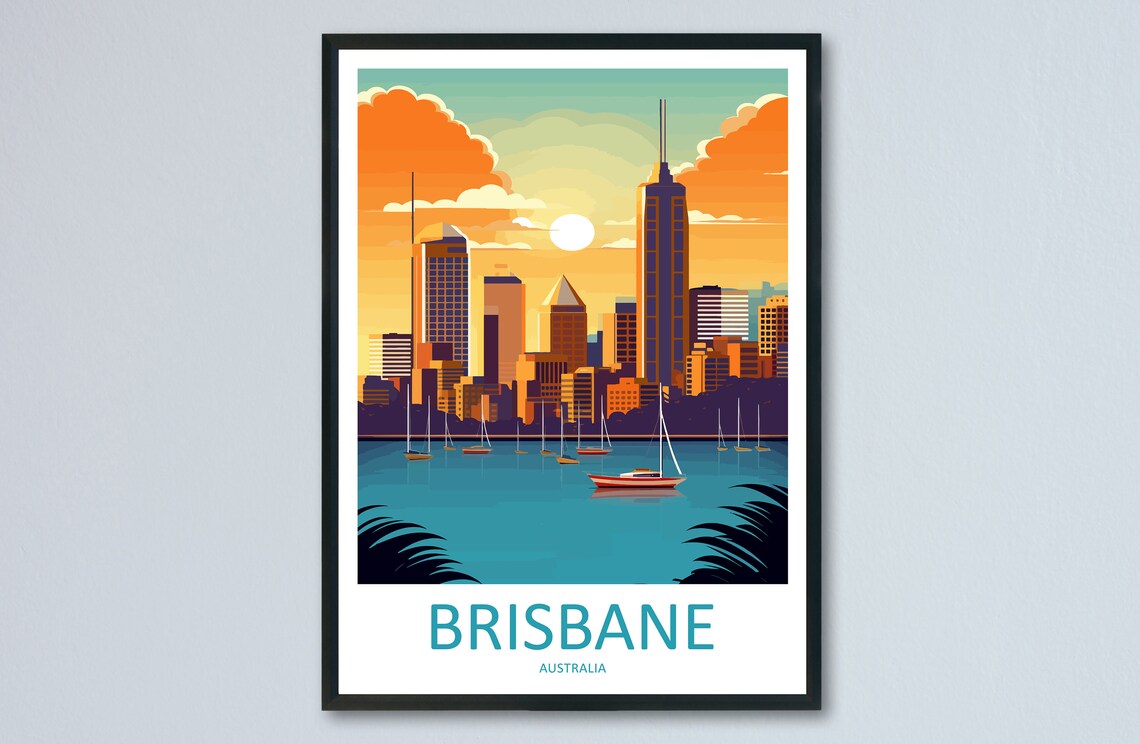 Brisbane Travel Poster, Australia Wall Decor