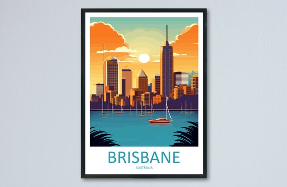 Brisbane Travel Poster, Australia Wall Decor