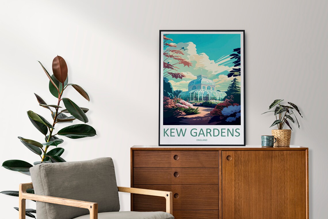 Kew Gardens England Victorian Glasshouse in Blooming Gardens Poster - Image 2