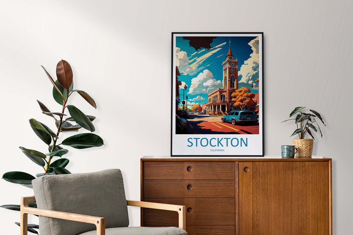 Stockton Travel Print Wall Art Stockton Wall Hanging Home Dcor Stockton Gift Art Lovers California Art Lover Gift California Art - Image 2