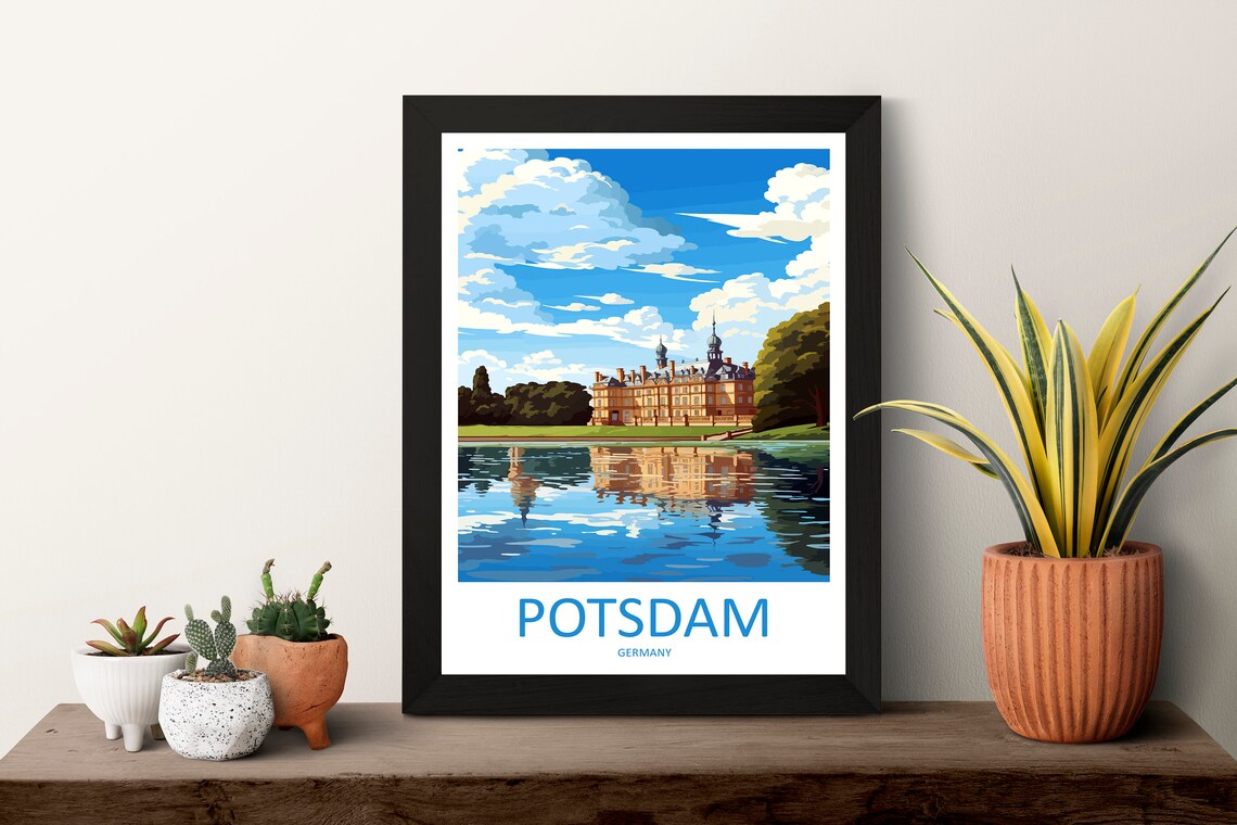 Potsdam Germany Palace Lake Reflection Gardens Travel Poster - Image 3