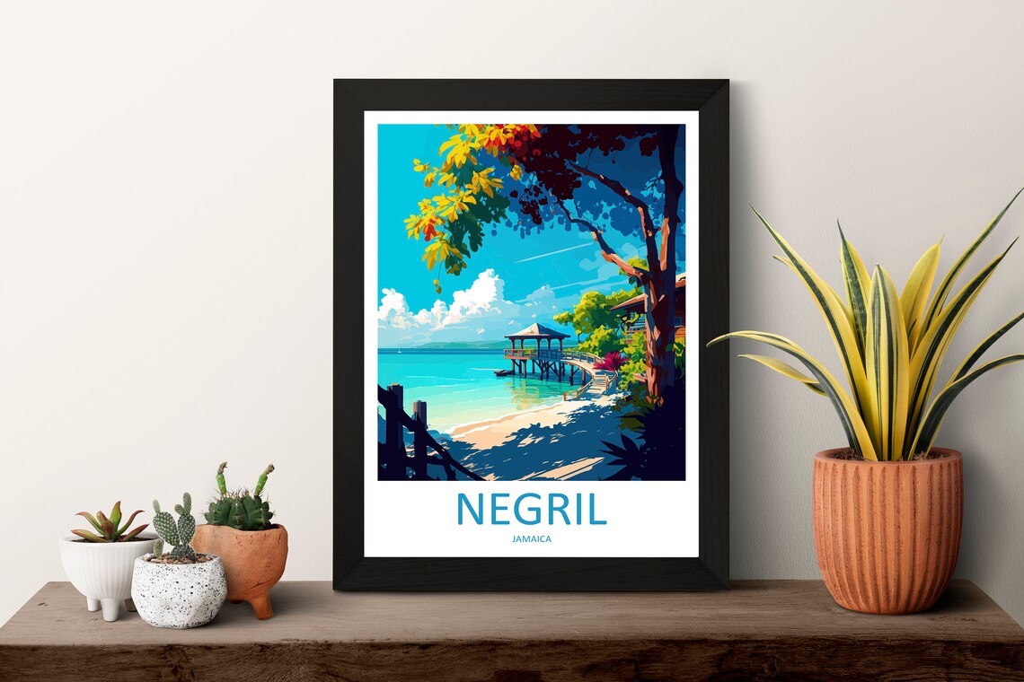 Negril Travel Poster, Caribbean Wall Art Print - Image 3