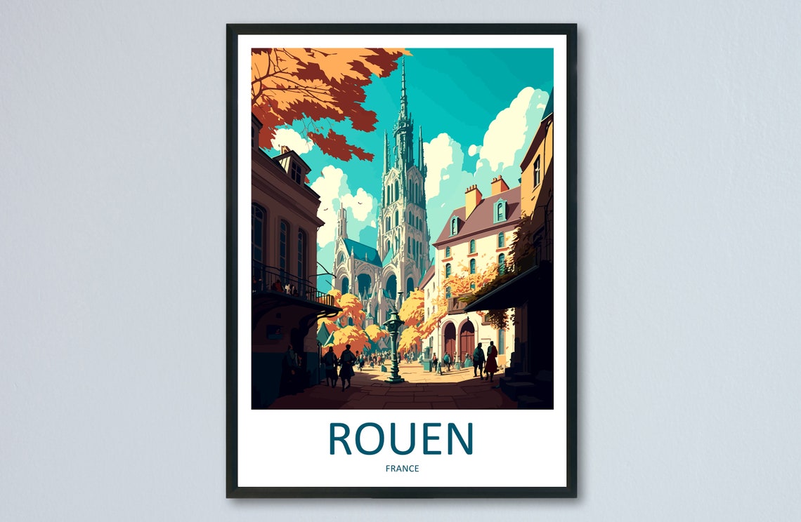 Rouen Travel Poster, France Place Art