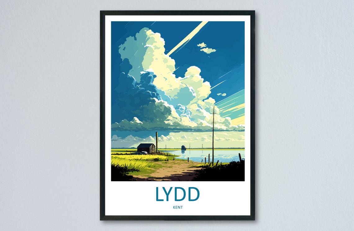 Lydd Kent England Marshlands Estuary Scenic Sky Travel Poster