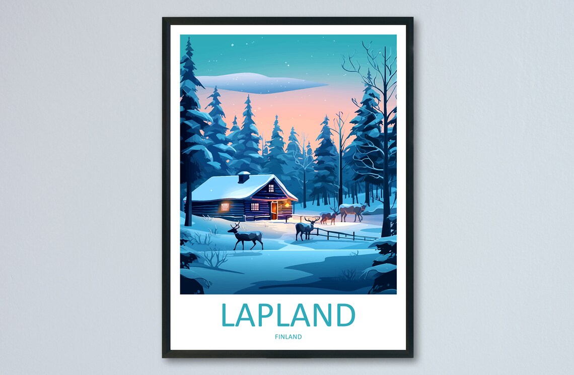 Lapland Travel Print, Finland Wall Art Print