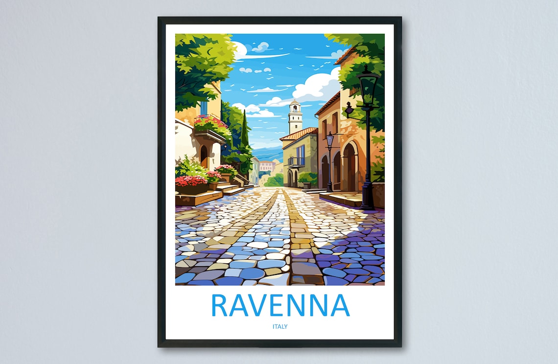 Ravenna Old Town Cobblestone Street Scene Italy Travel Poster