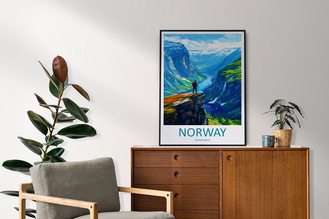 Norway Travel Print, Fjords and Norwegian Mountains - Image 2
