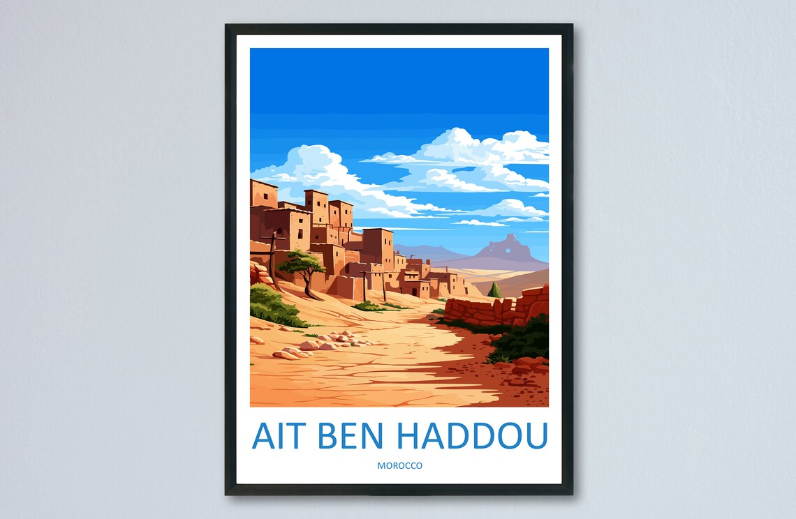 Ait Ben Haddou Morocco Ancient Kasbah Desert Village Travel Poster
