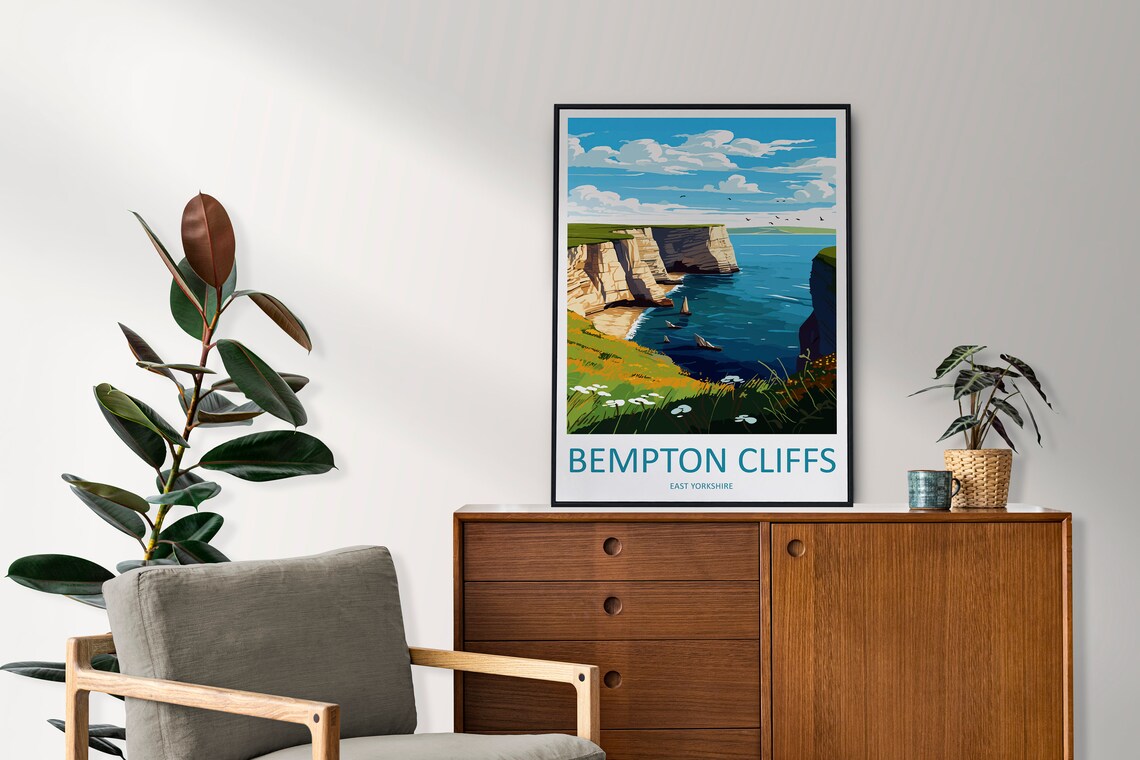 Bempton Cliffs Travel Poster, England Wall Art - Image 2