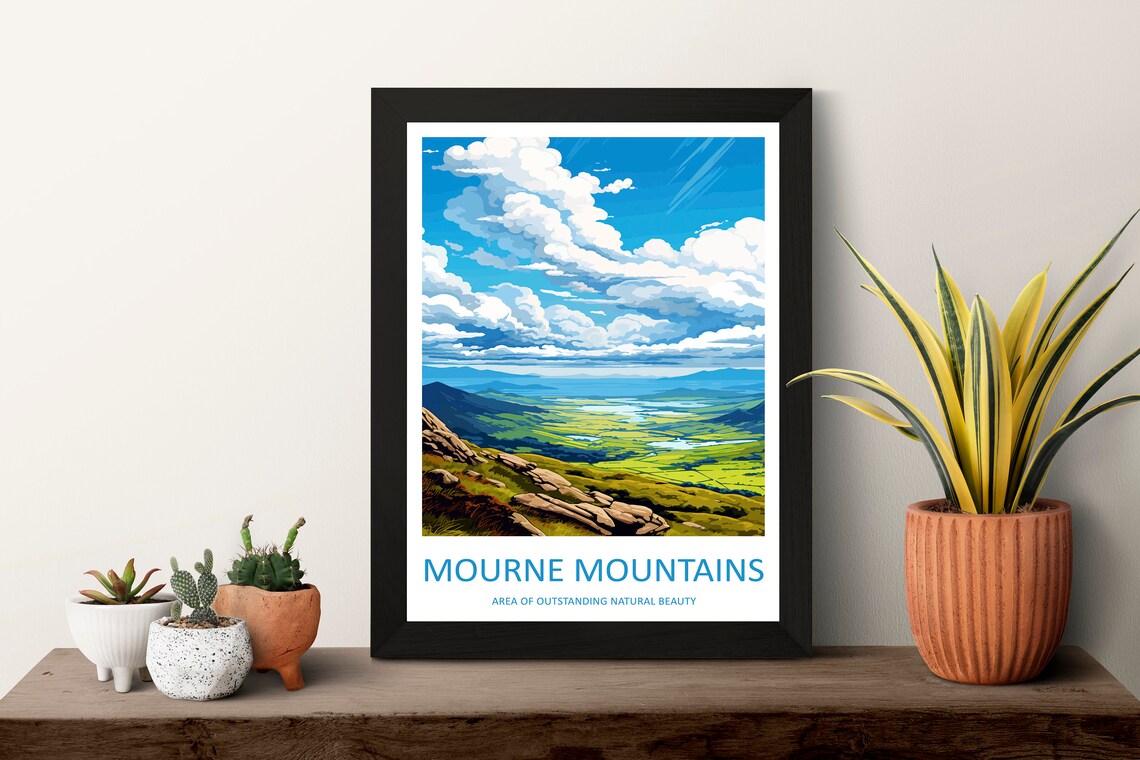 Mourne Mountains Travel Print, AONB Landscape Poster - Image 3