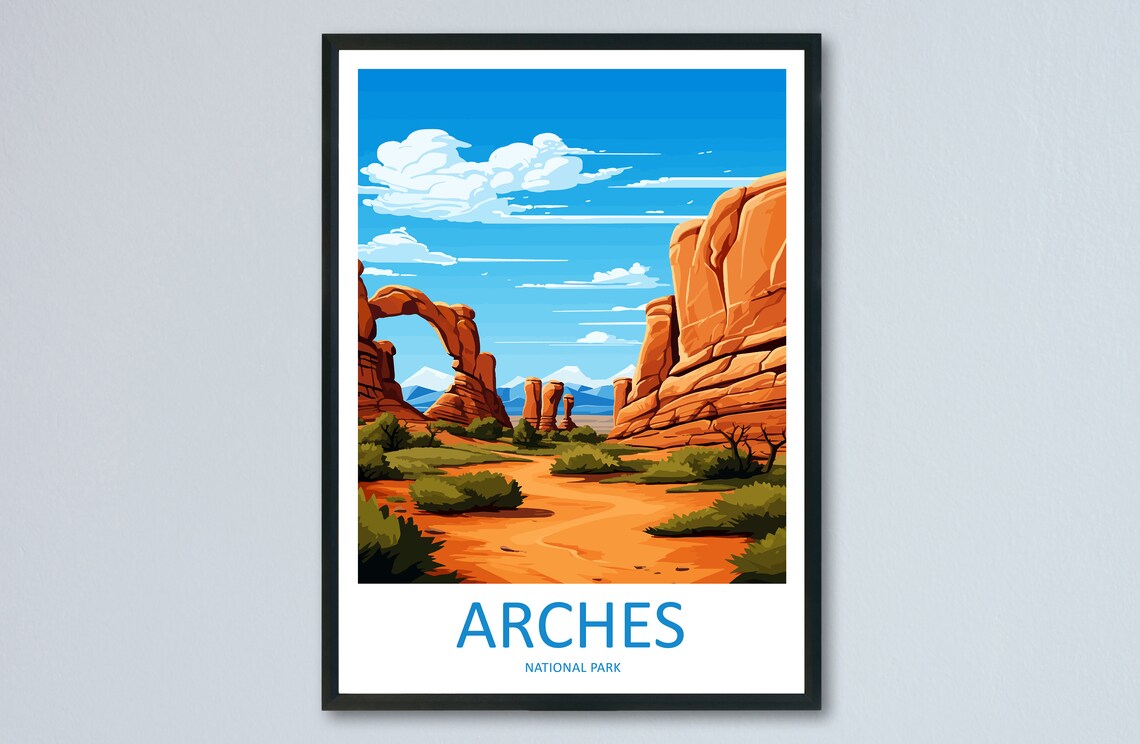 Arches National Park Utah Red Sandstone Arch Desert Day Poster
