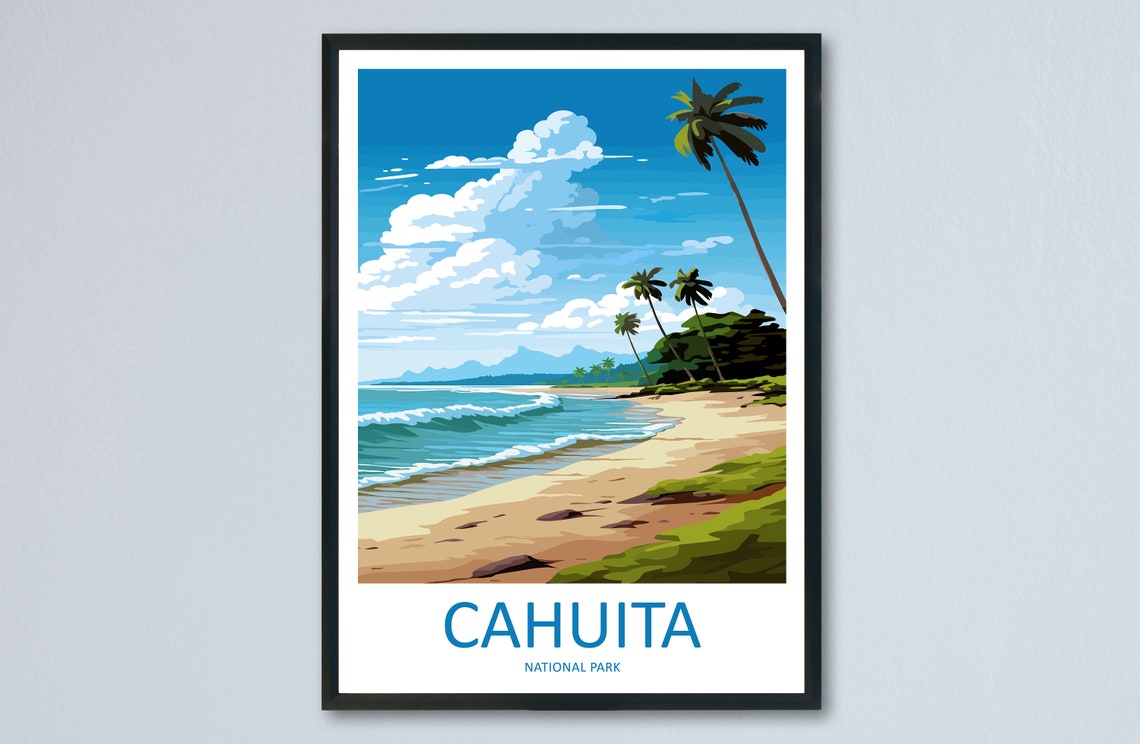 Cahuita National Park Costa Rica Palm Beach Tropical Scene Poster