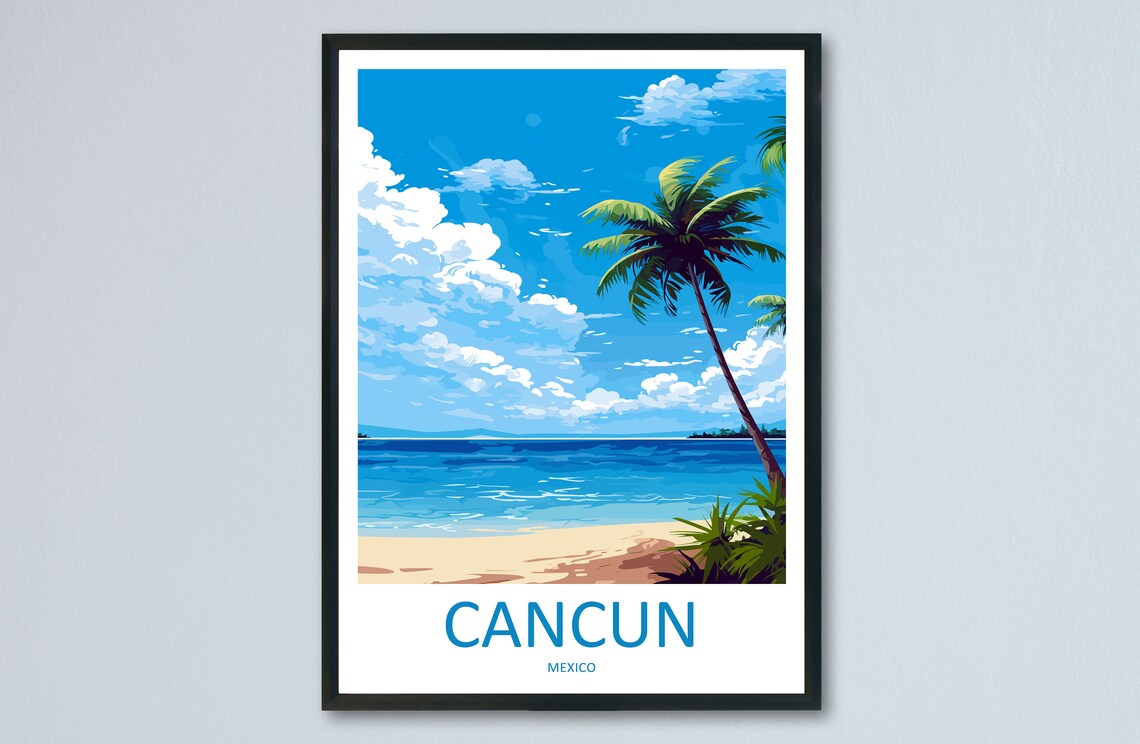 Cancun Travel Poster, Latin America Wall Decor