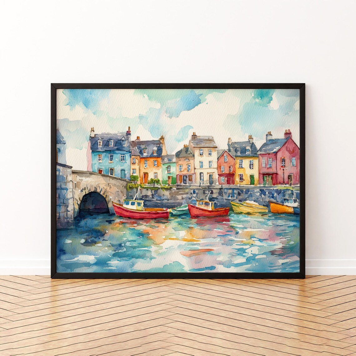 Galway Watercolor Travel Poster, Ireland Landscape