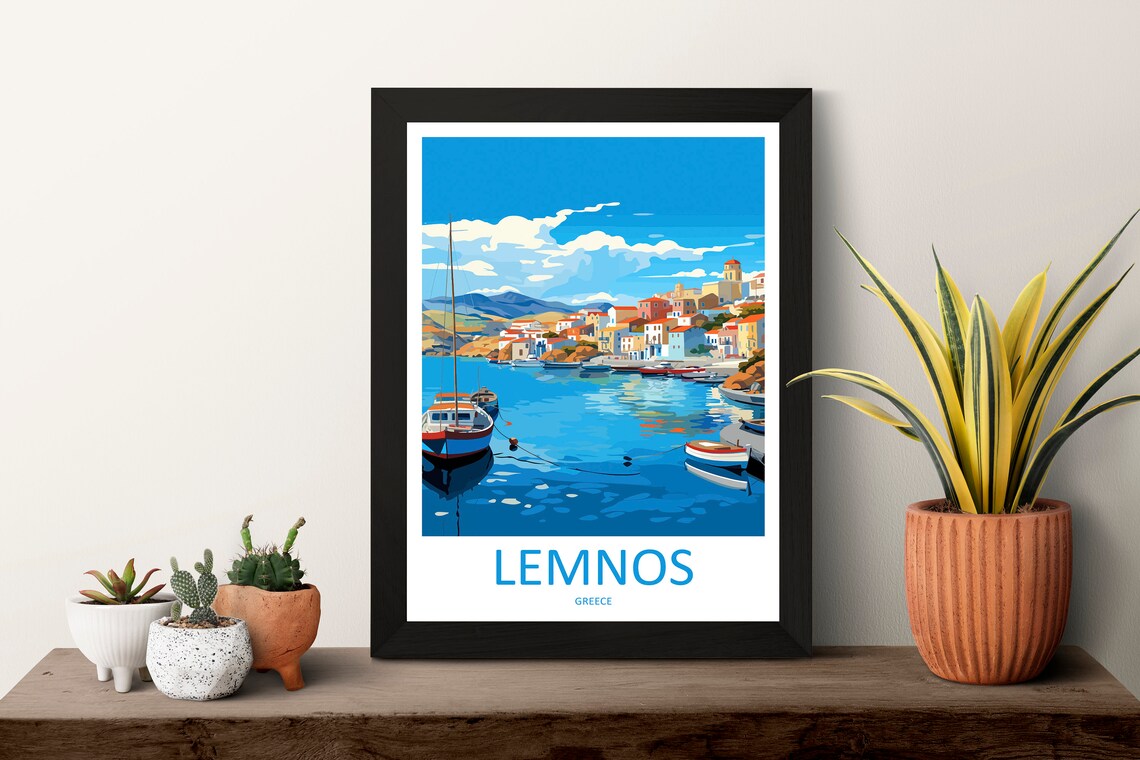 Lemnos Colorful Island Harbor With Fishing Boats Greece Poster - Image 3