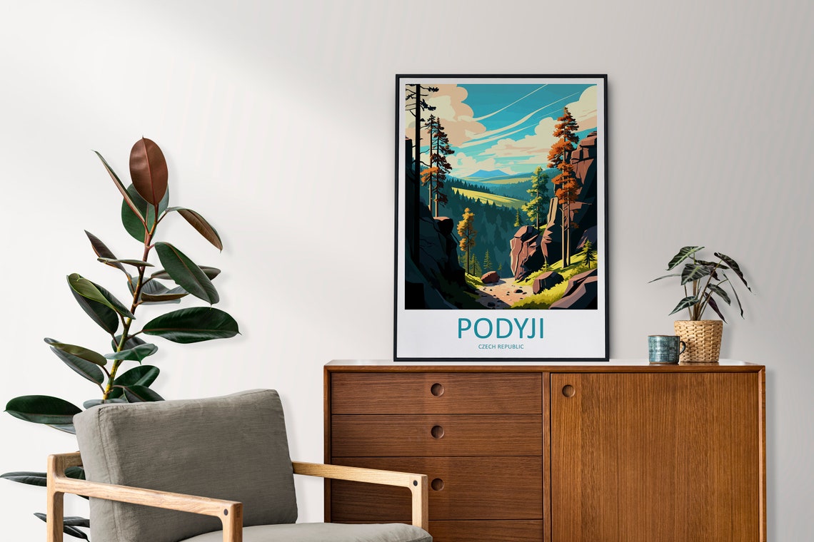 Podyji Czech Republic Rocky Cliffs Forest Trail Travel Poster - Image 2