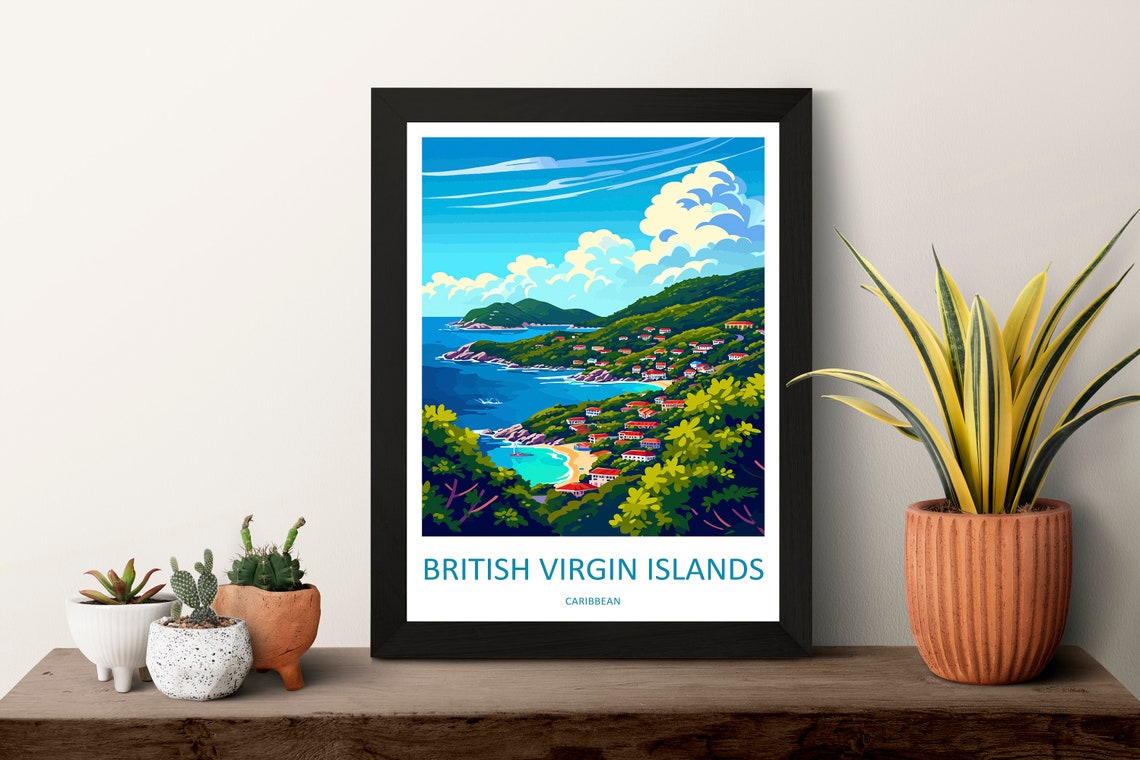 British Virgin Islands Caribbean Hills and Beaches Panorama Poster - Image 3