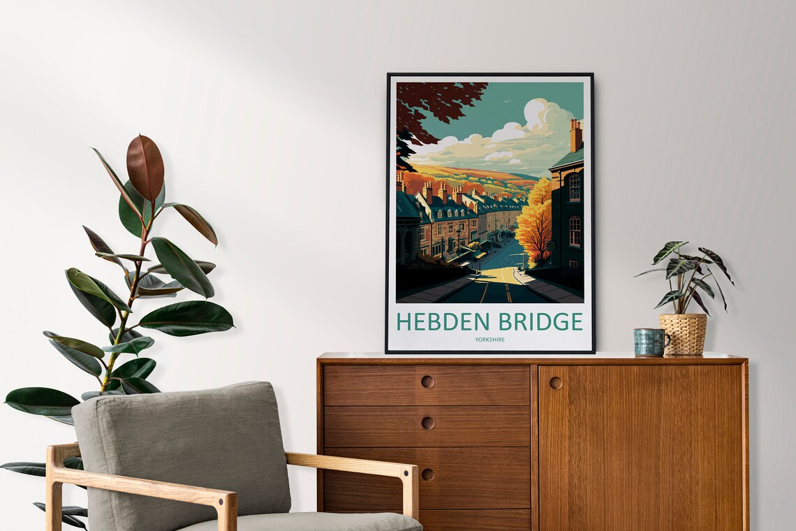 Hebden Bridge Travel Poster, England Wall Decor - Image 2