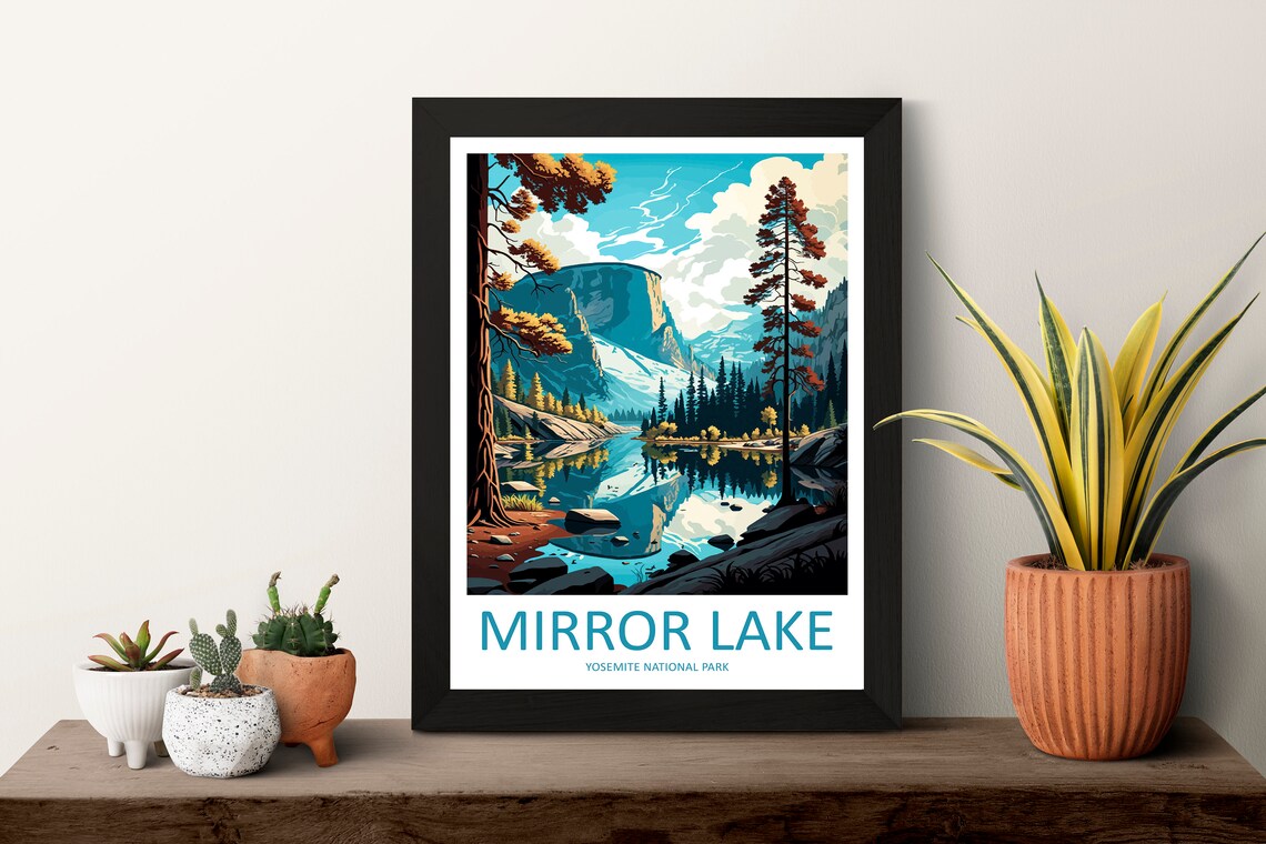 Yosemite Mirror Lake Travel Poster, California View - Image 3