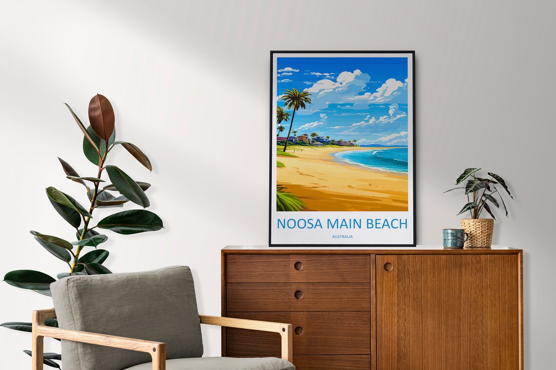 Noosa Main Beach Travel Poster, Australia Wall Art - Image 2