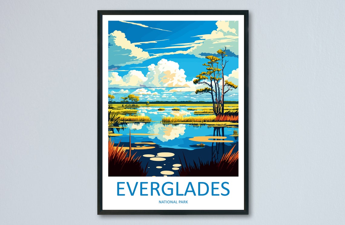 Everglades National Park Wetland Reflections Bright Wildlife Poster