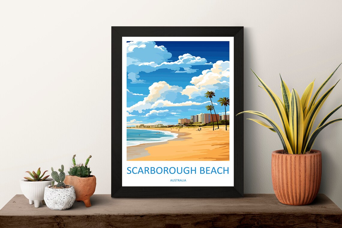 Scarborough Beach Palm Fringed Golden Sand Australia Travel Poster - Image 3