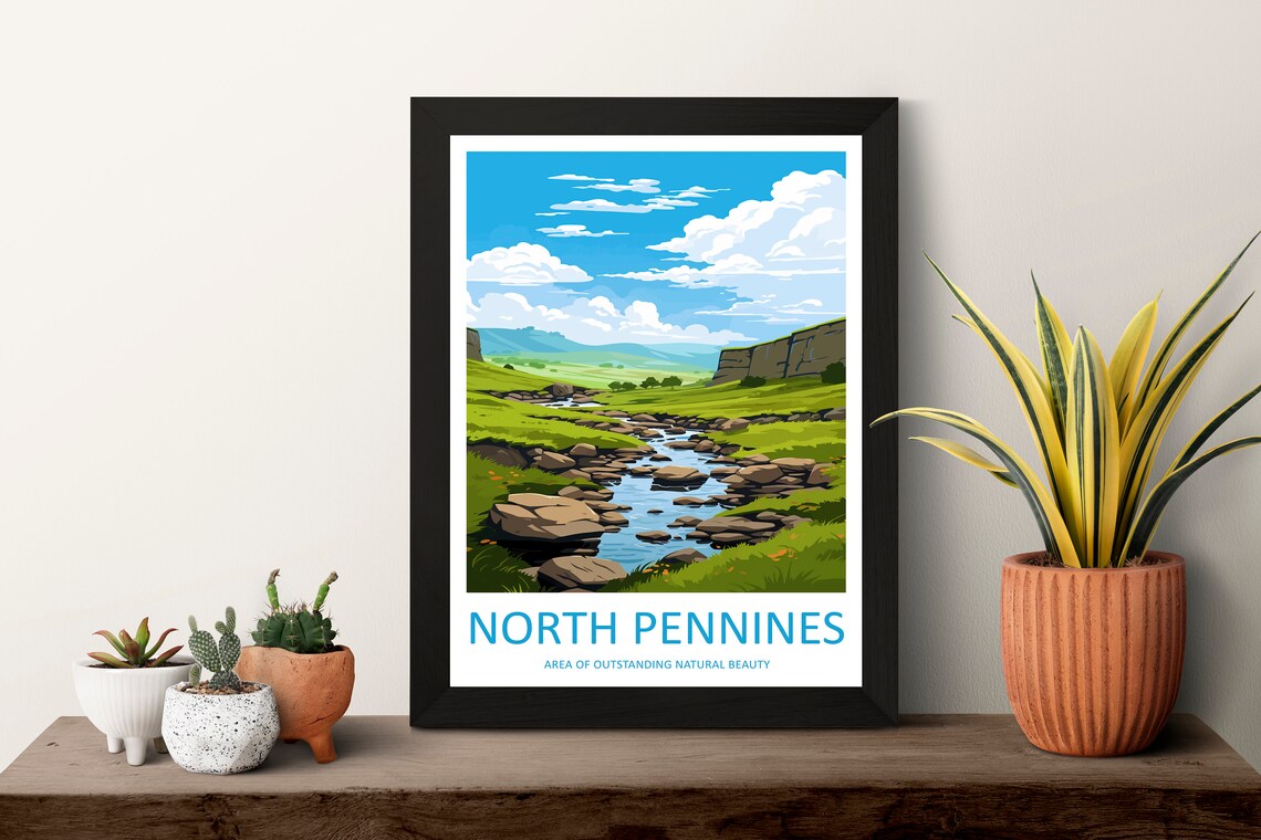 North Pennines Rocky Beck Tumbling High Fell Valley Travel Poster - Image 3