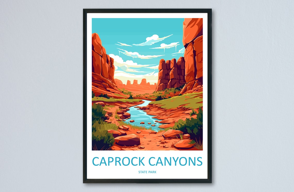 Caprock Canyons Texas Red Rock Canyon River Desert Travel Poster