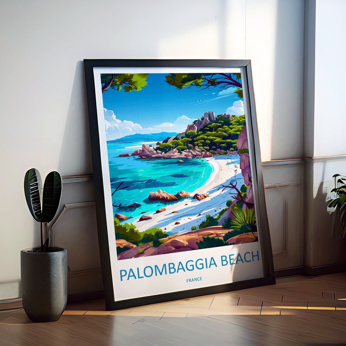 Palombaggia Beach Corsica White Sand Bay Scenic Travel Poster
