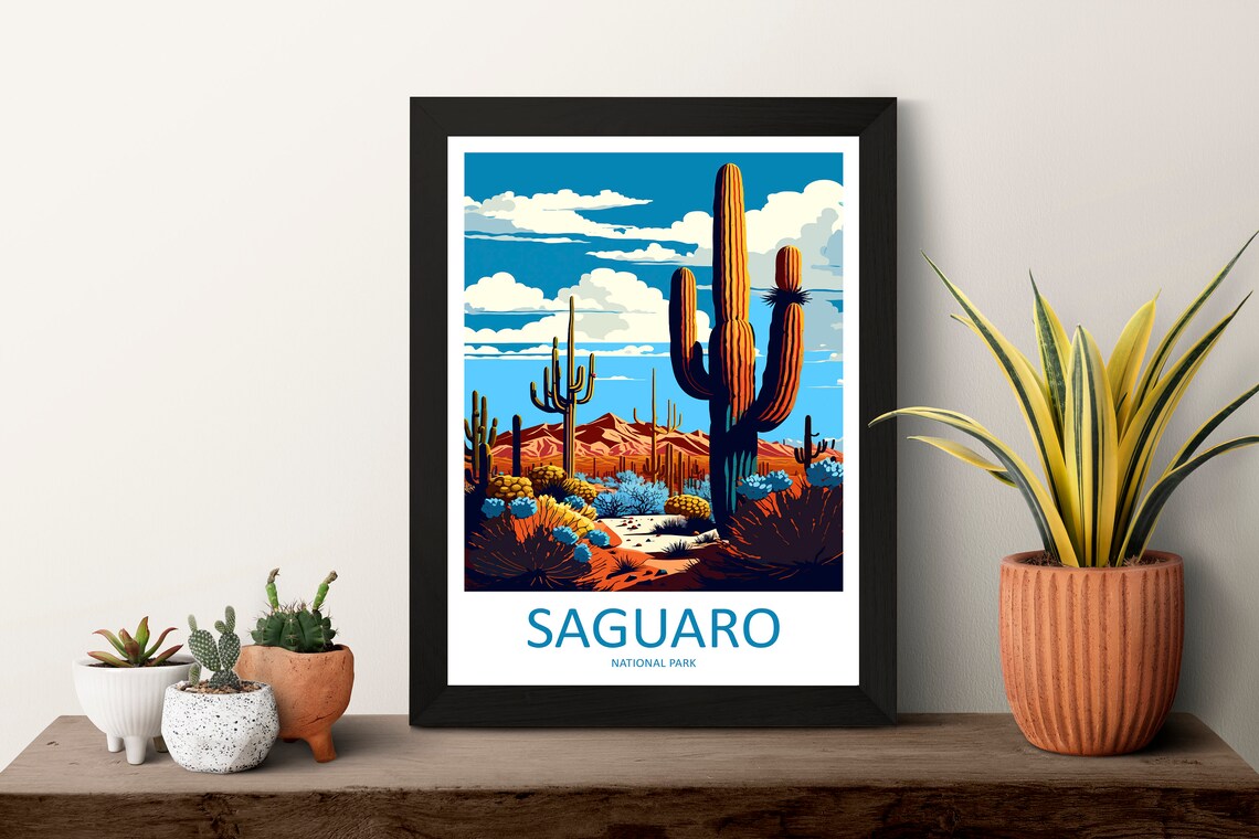 Saguaro National Park Travel Poster, Arizona Art - Image 3