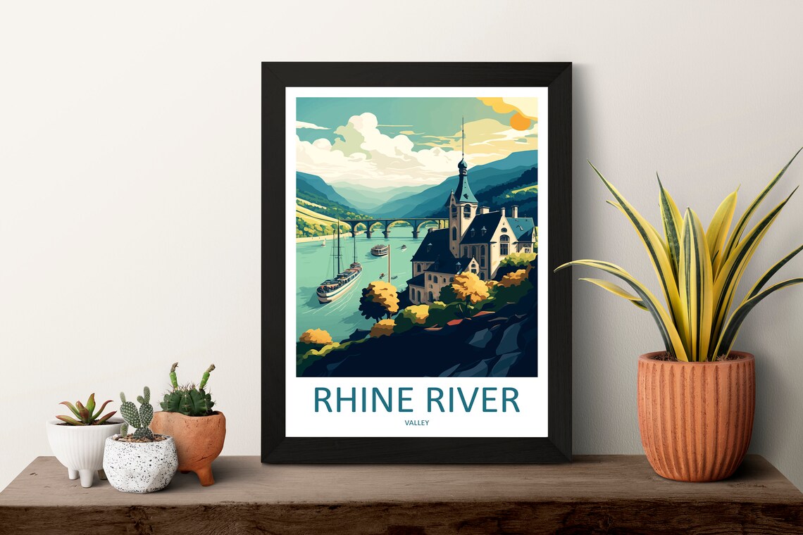 Rhine River Valley Travel Poster, Germany Landscape - Image 3
