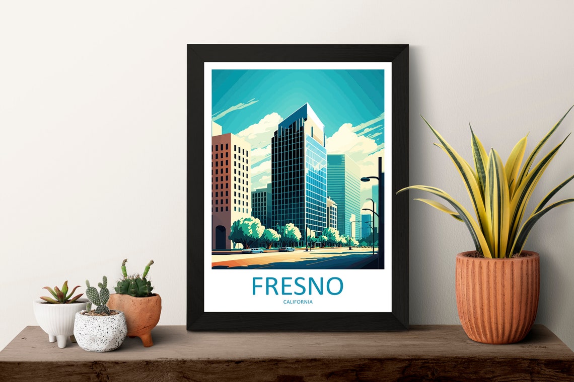Fresno Travel Print Wall Art Fresno Wall Hanging Home Dcor Fresno Gift Art Lovers California Art Poster Fresno Cali City Art Poster - Image 3