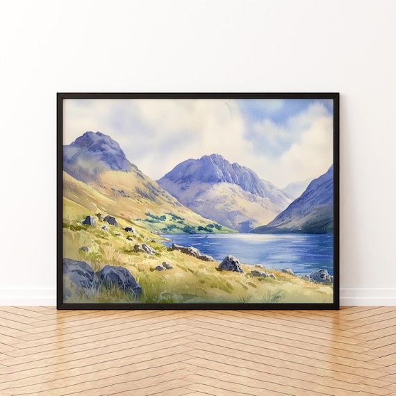Scafell Pike Wasdale Mountains Lake District Watercolor Poster
