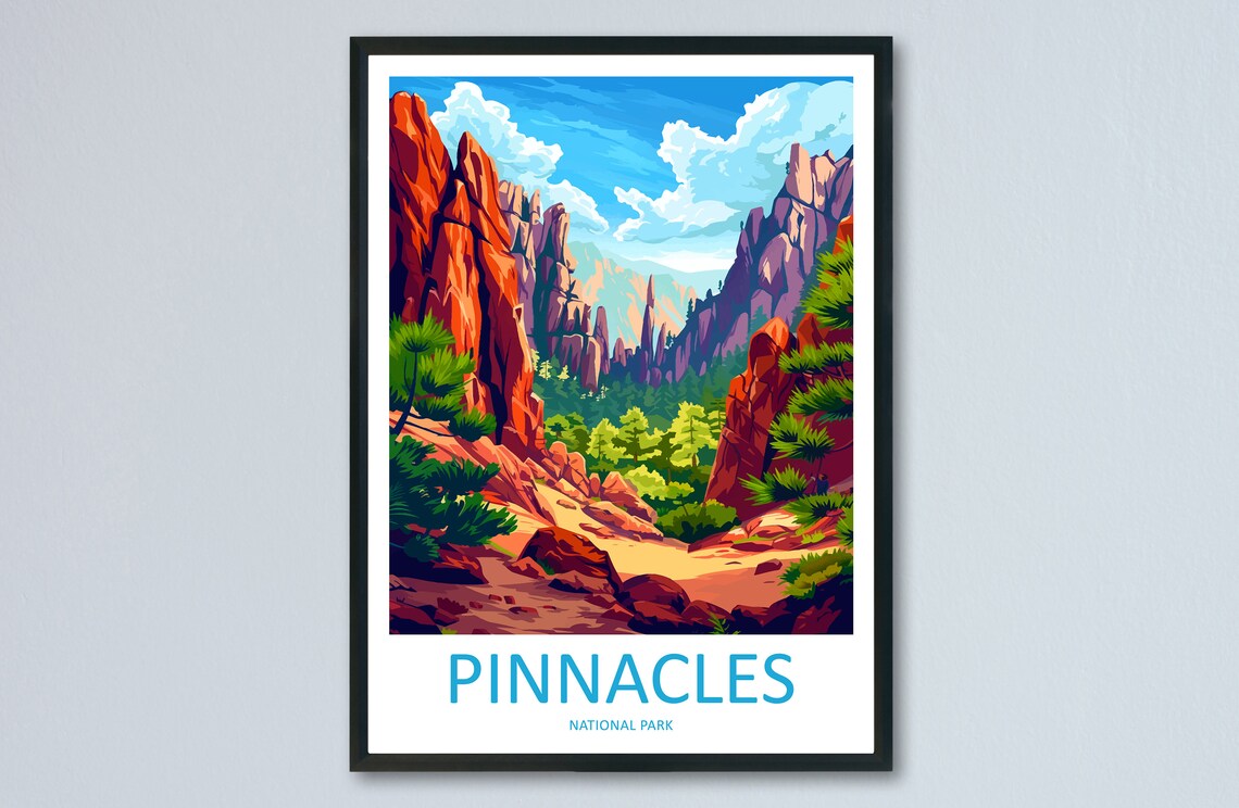 Pinnacles National Park Red Rock Spires Canyon Travel Poster