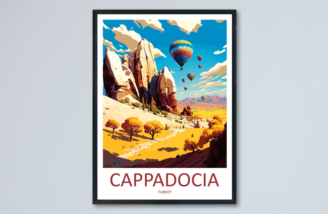 Cappadocia Turkey Hot Air Balloons Over Fairy Chimneys Poster