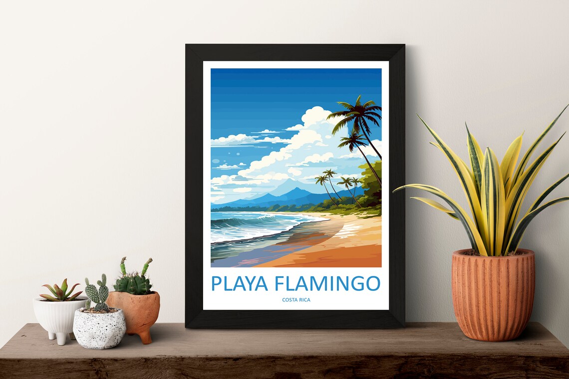 Playa Flamingo Travel Print Wall Art Playa Flamingo Wall Hanging Home Dcor Playa Flamingo Gift Art Lovers Wall Art Costa Rica Wall Art - Image 3