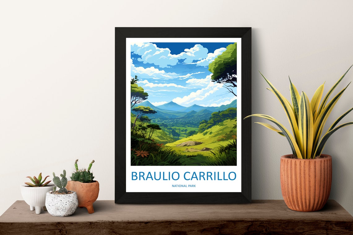 Braulio Carrillo Cloud Forest Mountain Valley Costa Rica Travel Poster - Image 3