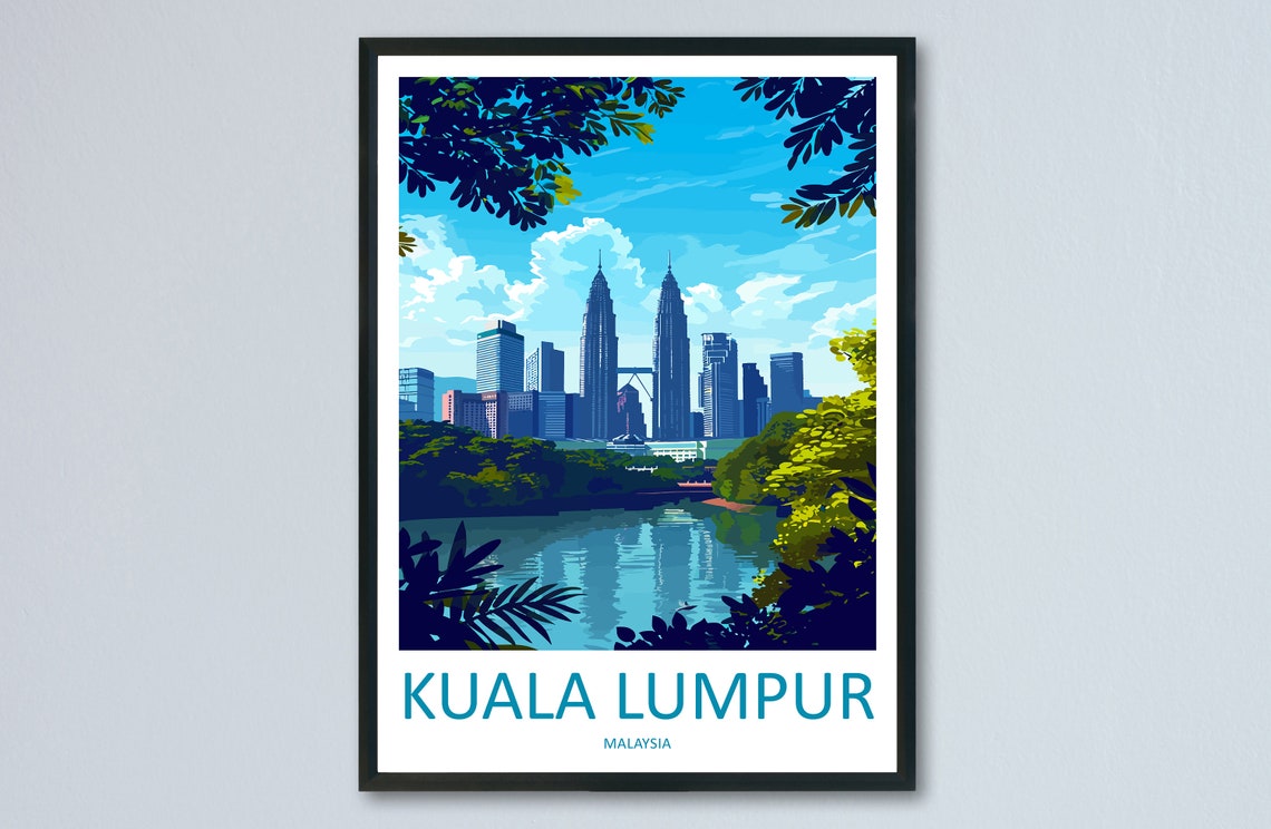 Kuala Lumpur Travel Print Wall Decor Poster Art Illustration Malaysia