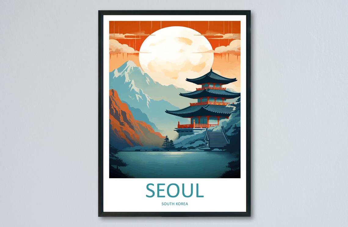 Seoul Travel Poster, South Korea Wall Decor